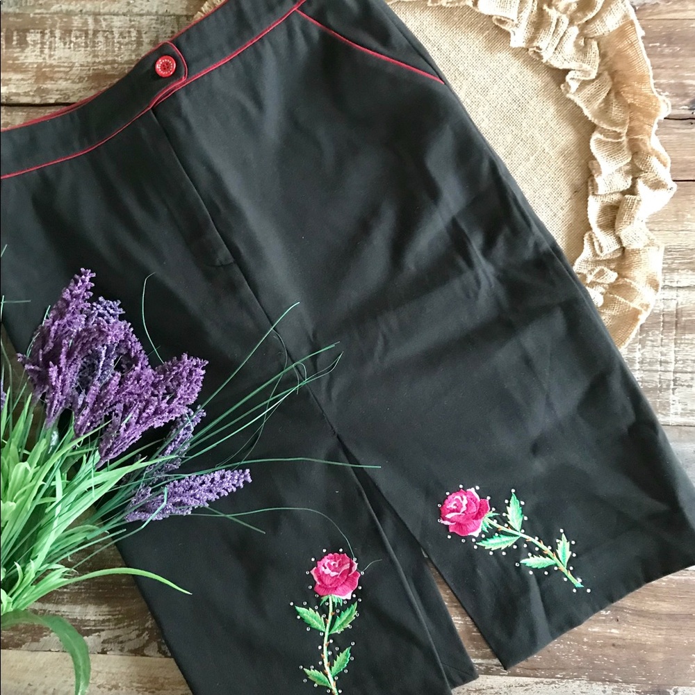 Moschino Cheap And Chic | Black Rose Pencil Skirt